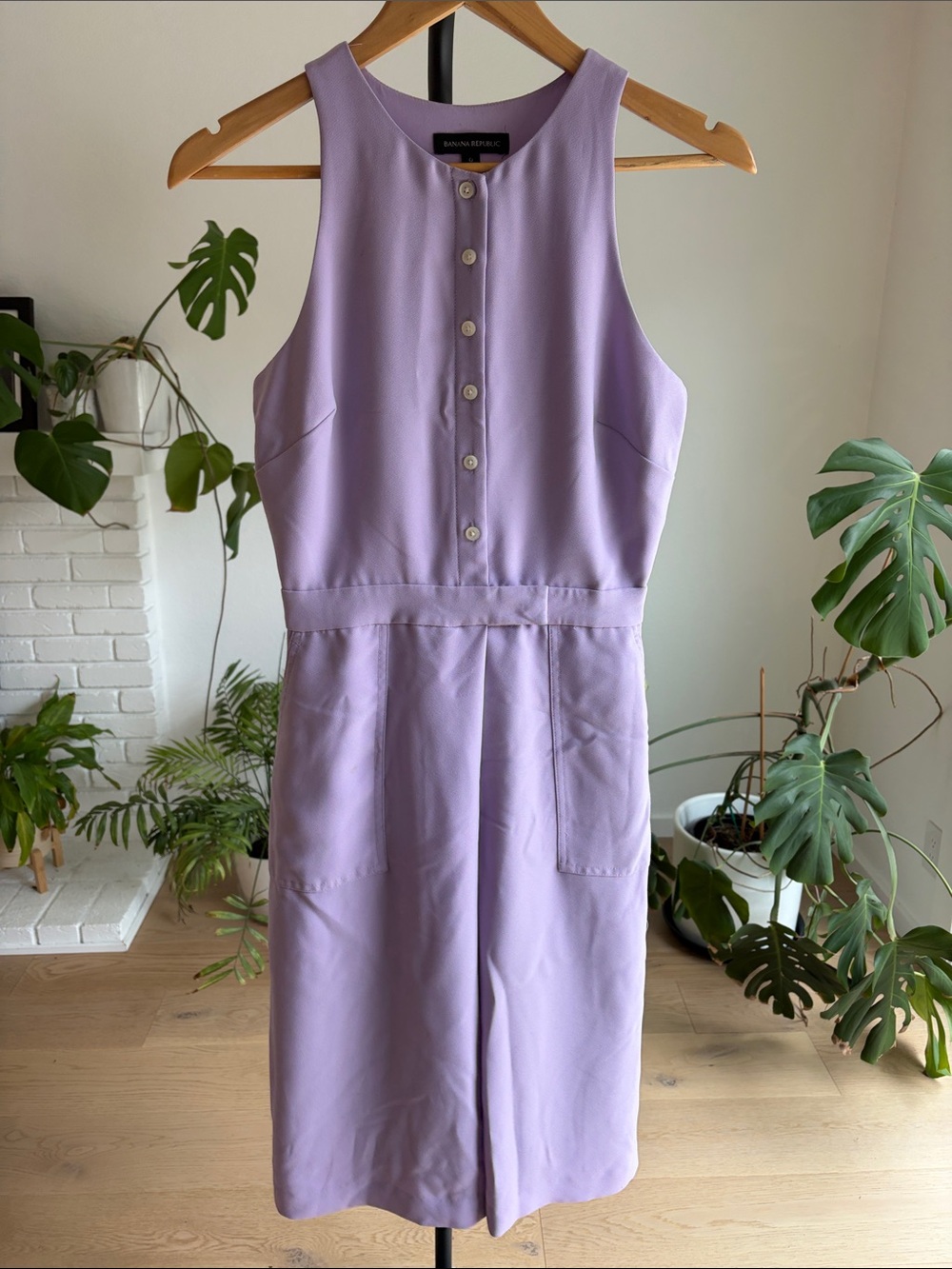 Banana Republic Light Purple Dress – Belted & Pocketed, Perfect for Any Occasion